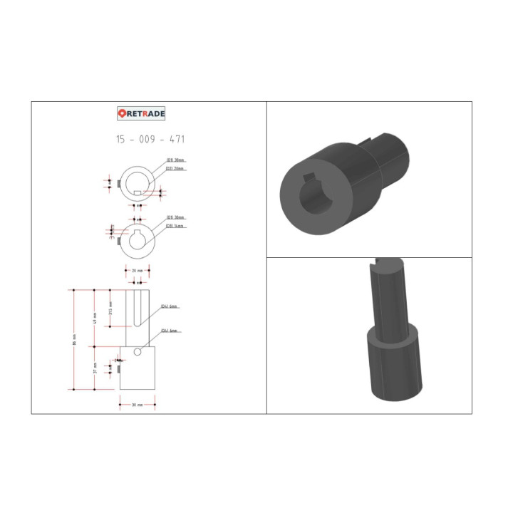 CNC 3D - Riduttore Maschio/Femmina per Elettromotore