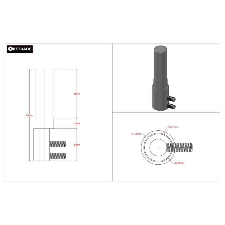 CNC 3D - Riduttore Maschio/Femmina per Elettromotore
