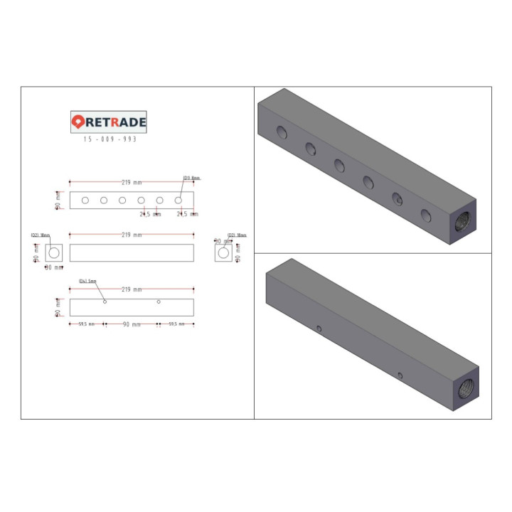 CNC 3D - Distributore Aria con 6 Vie 1/4"