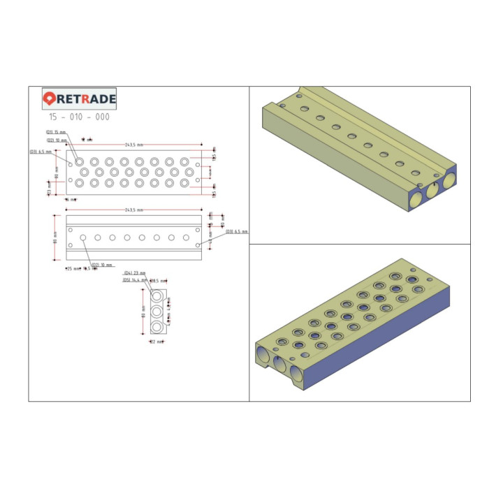 CNC 3D - Distributore Aria con 32+6 Vie in Acciaio