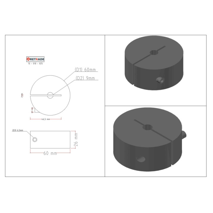 CNC 3D - Dado a Collari in Acciaio