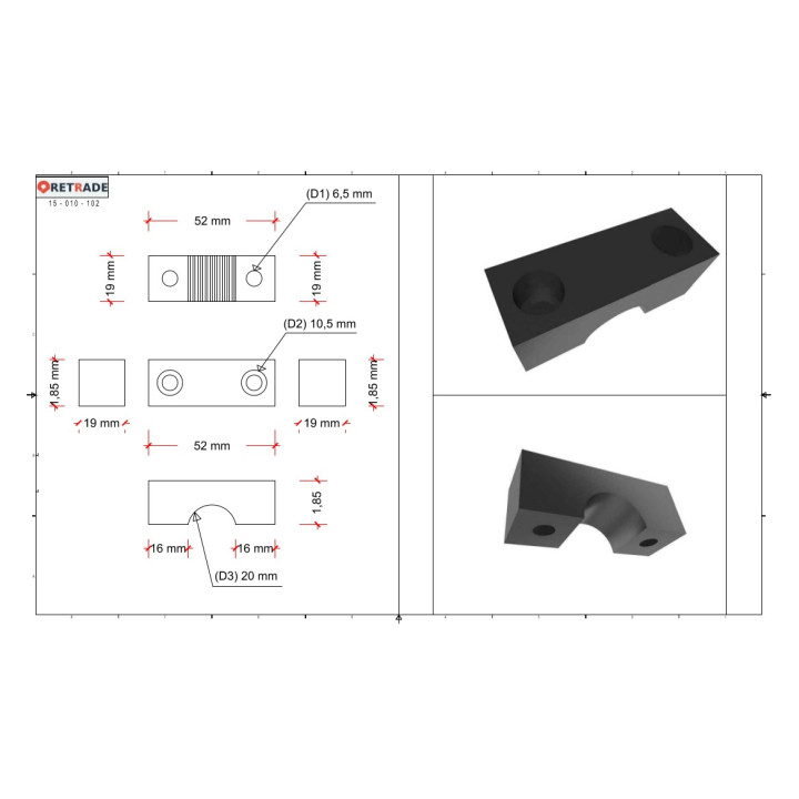 CNC 3D - Blocco di Supporto in Alluminio
