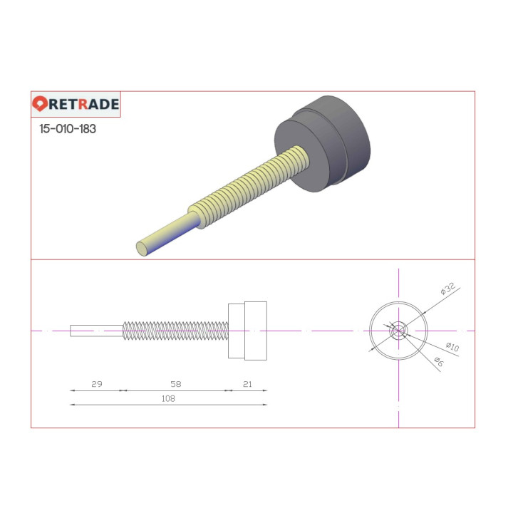 CNC 3D - Pomello zigrinato manopola vite di serraggio