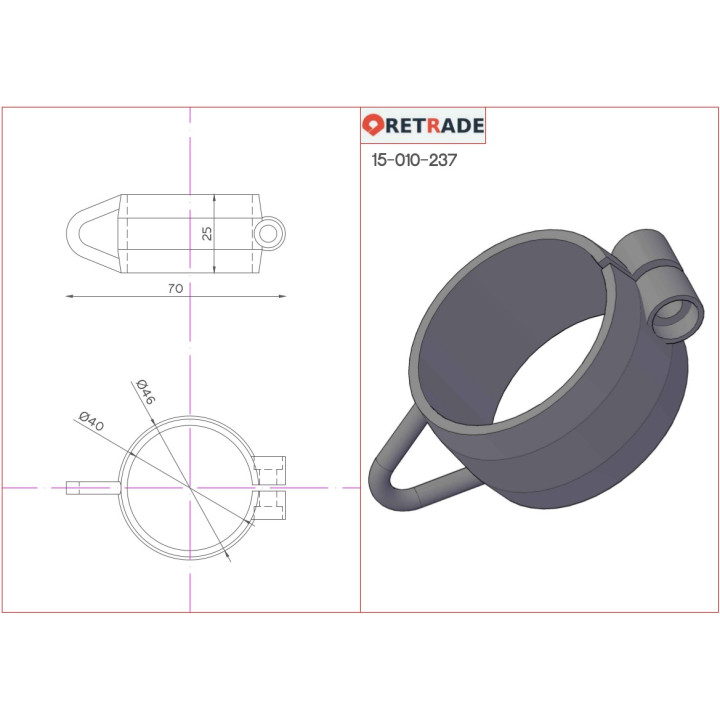 CNC 3D - 4 x Fascetta Stringitubo in plastica con Vite