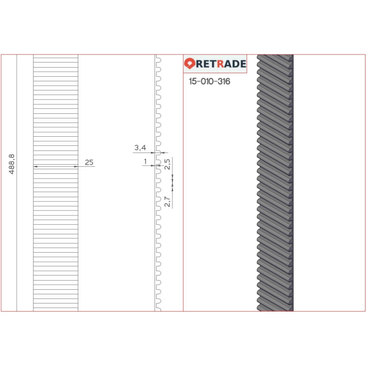 CNC 3D - Cinghia Dentata 50cm