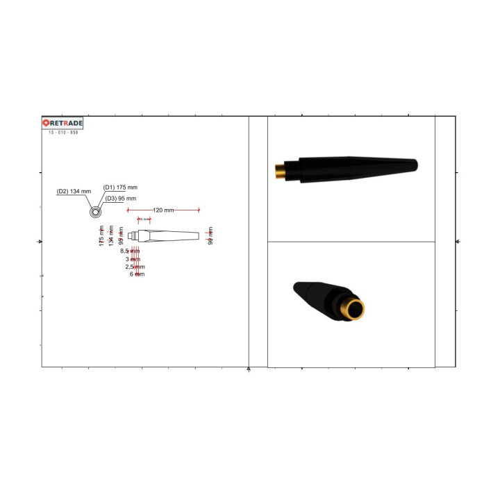 CNC 3D - Long Back Cap for TIG Welding Torch