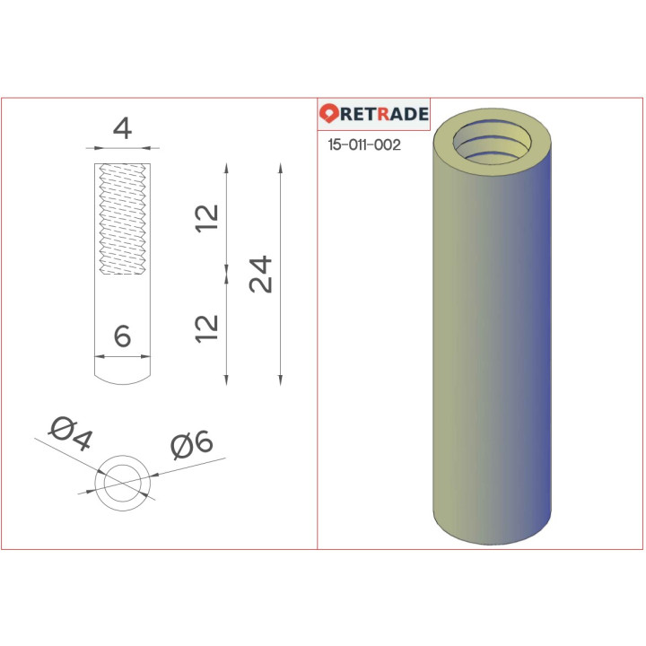 CNC 3D - 4 x Rondelle e Distanziatori in Acciaio