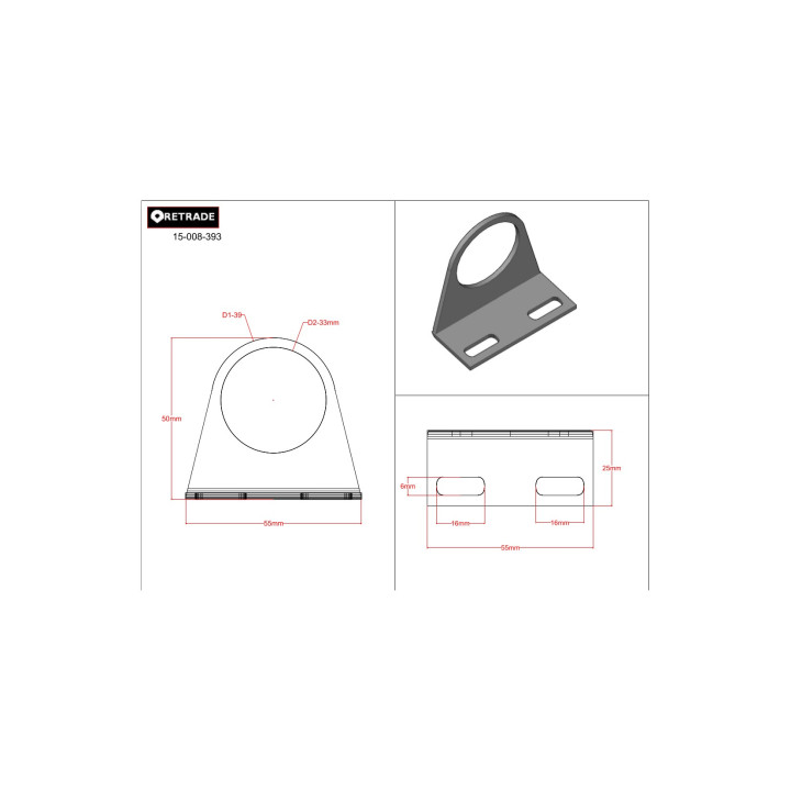 CNC 3D - 2 x Staffa Supporto a L in Alluminio
