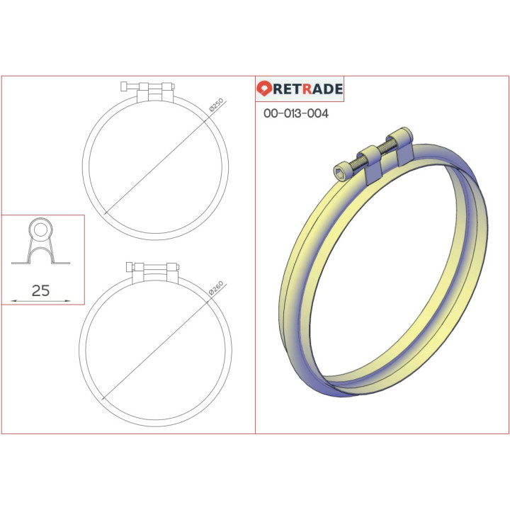 CNC 3D - Anello di Chiusura / Fissaggio per Tubi Aspirazione ∅ 255mm