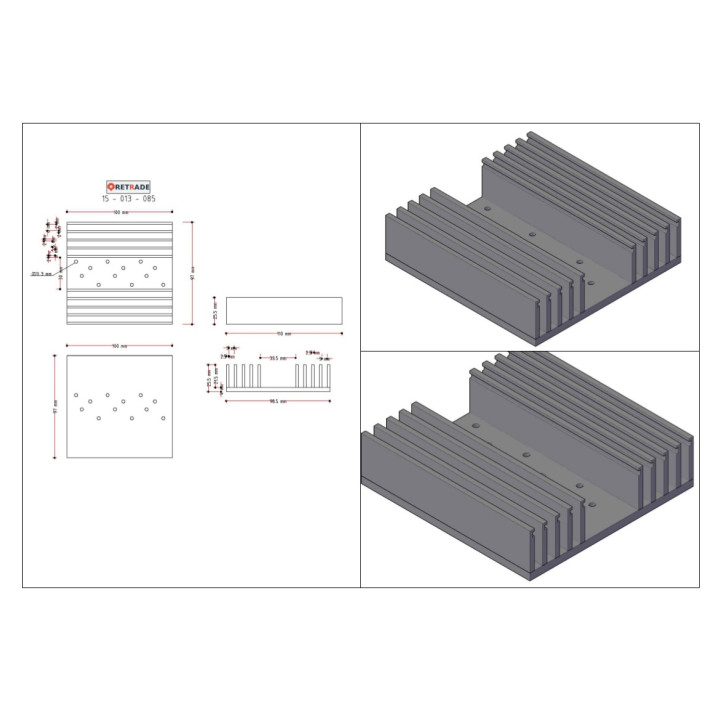 CNC 3D - Dissipatore di Raffreddamento per Schede 100x97x25mm