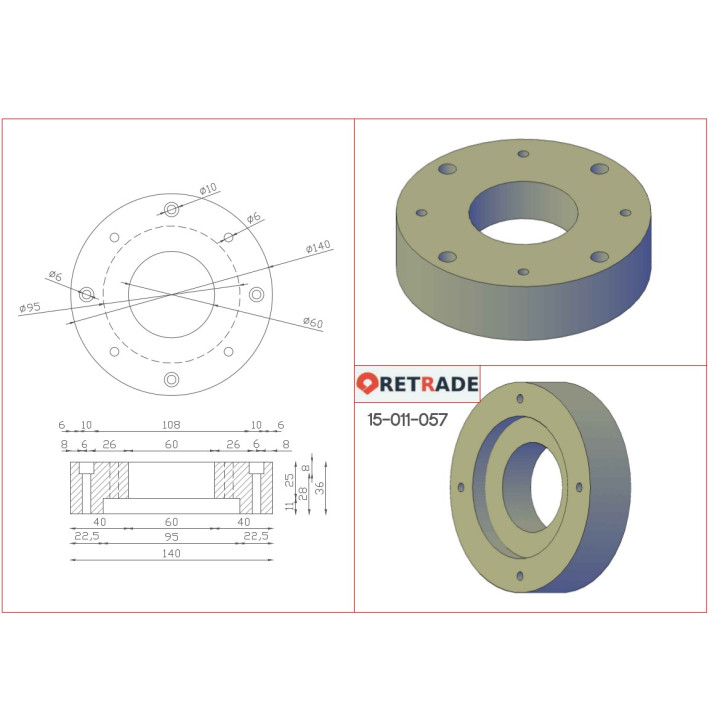CNC 3D - Distanziale per Albero di Trasmissione in Alluminio