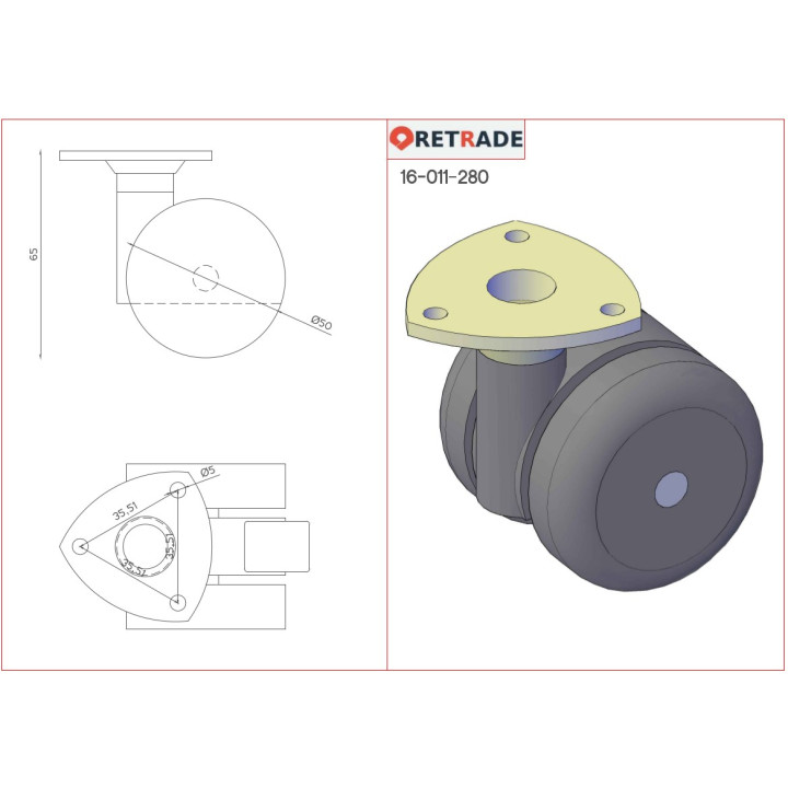 CNC 3D - Ruota Doppia con Supporto Girevoli per Mobili