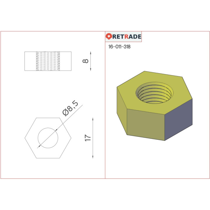 CNC 3D - 11x Dadi in Acciaio