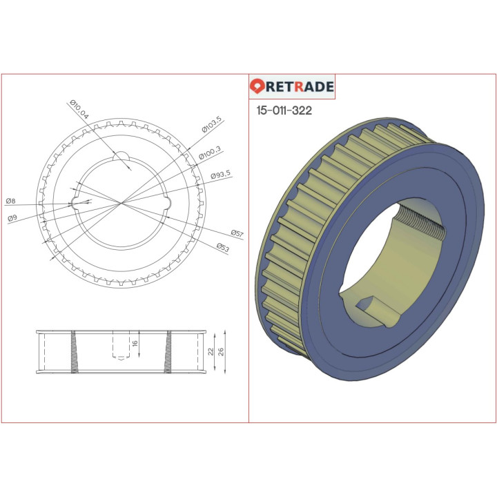 CNC 3D - Ingranaggio/Puleggia per Cinghie Dentata