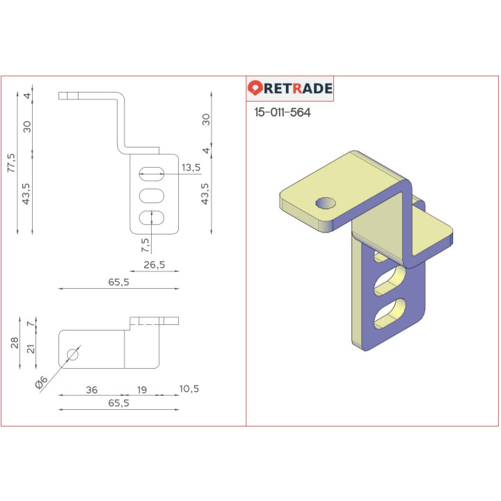 CNC 3D - 2 x Staffa di Supporto
