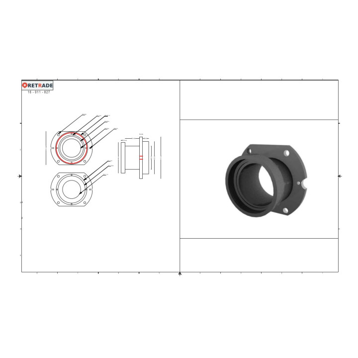 CNC 3D - Flangia in Acciaio per Motore ad Albero Cilindrico
