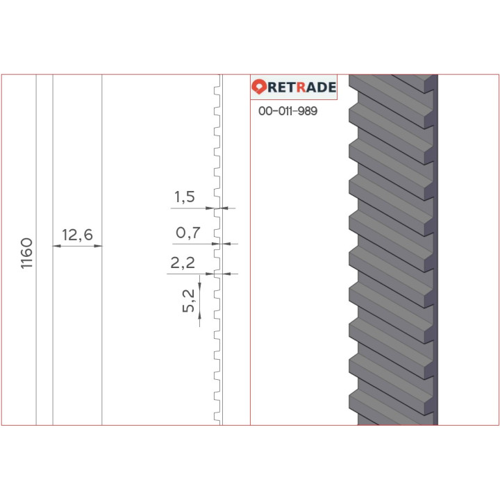 CNC 3D - Cinghia di Trasporto della Testina di Stampa Stampante L. 116cm