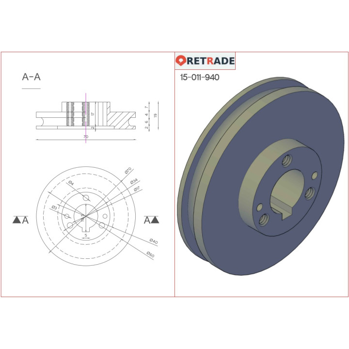 CNC 3D - Puleggia per Albero in Acciaio