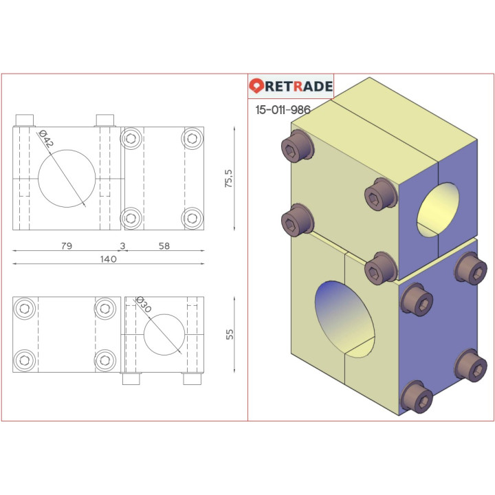 CNC 3D - Blocco di Supporto per Albero