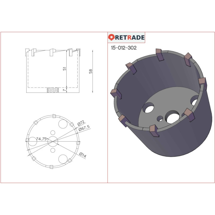 CNC 3D - Sega a Tazza per Cemento