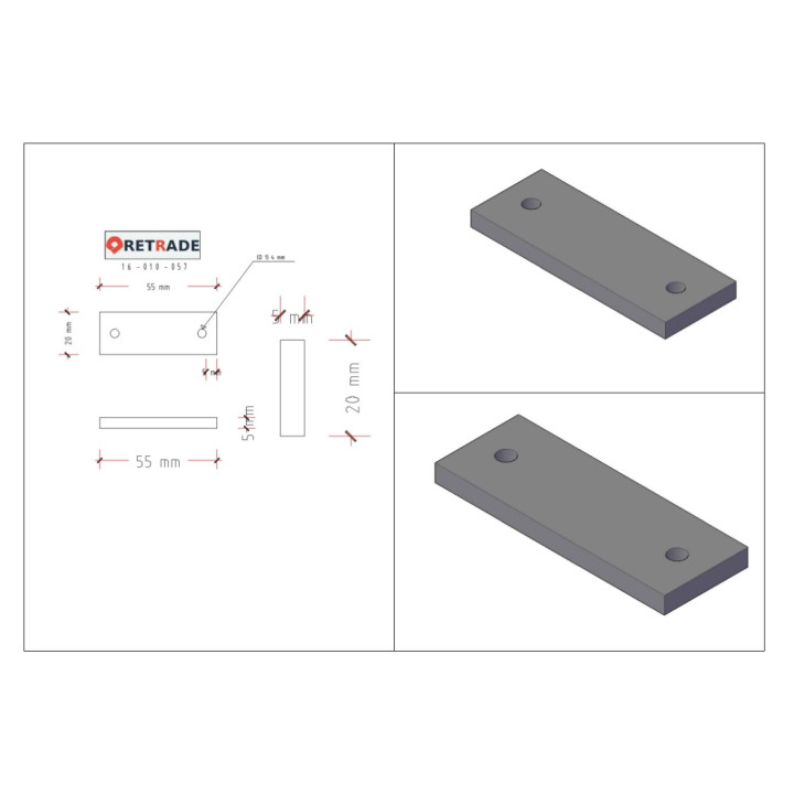 CNC 3D - 3x Staffa di Supporto in Alluminio