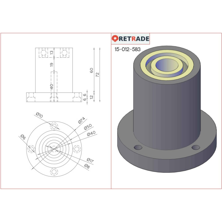 CNC 3D -Flangia di Supporto con Cuscinetto