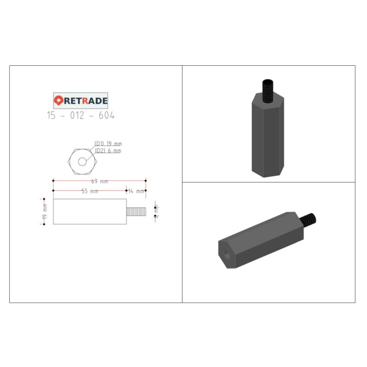 CNC 3D - Distanziali in Alluminio Maschio/Femmina
