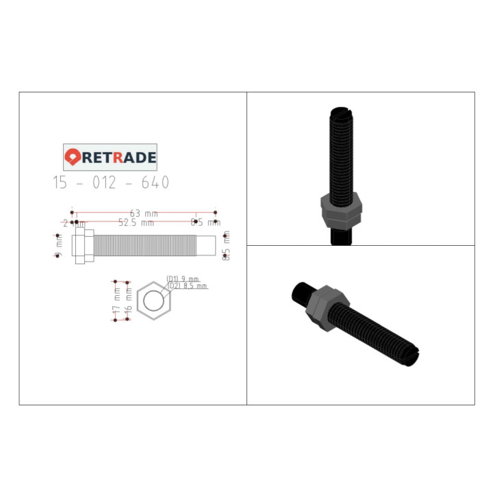 CNC 3D - Ammortizzatore Cilindrico Filettato Maschio