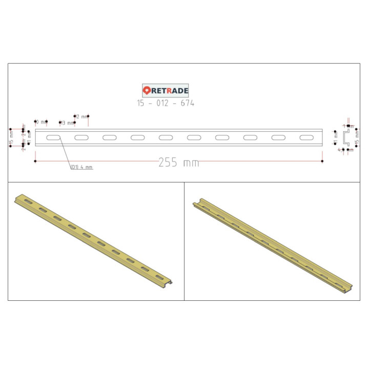 CNC 3D - Barra DIN 255mm