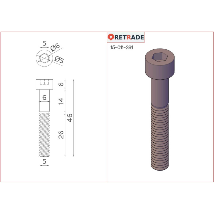 CNC 3D - 7x Viti a Testa Cilindrica con Esagono Incassato L 40mm