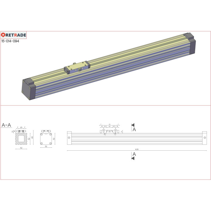 AIRTEC - Cilindro Pneumatico Doppio Effetto Corsa 570mm 8bar