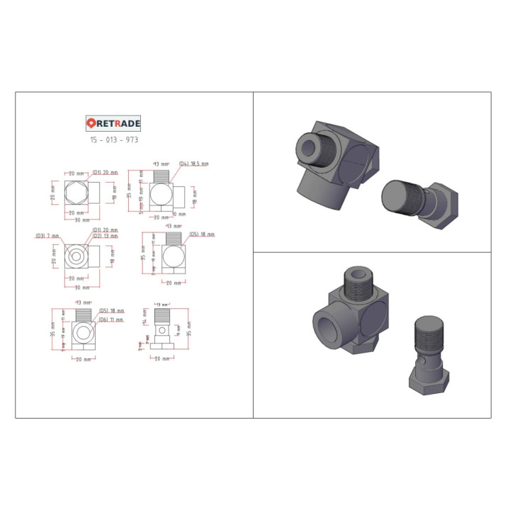 5x Raccordi Pneumatici a L Filettato M/F 1/4"