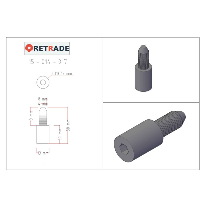 4x Viti Testa Cilindrica Cava Esagonale 35 mm