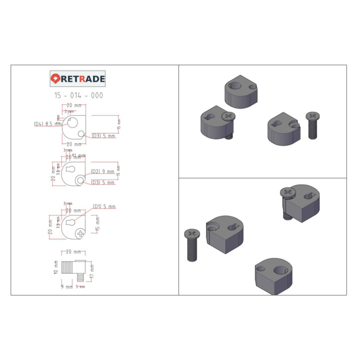 CNC 3D - 5x Supporto in Alluminio con Vite