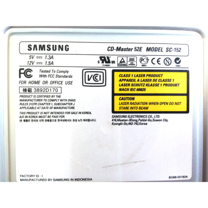 SAMSUNG SC-152 - Internal 52X IDE CD-ROM Drive CD-Master 52E