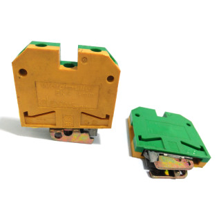 WEIDMULLER EK4 - 2x Morsettiere con Montaggio su Guida DIN , 2 Vie 26-10AWG 4mm² - Verde/Giallo