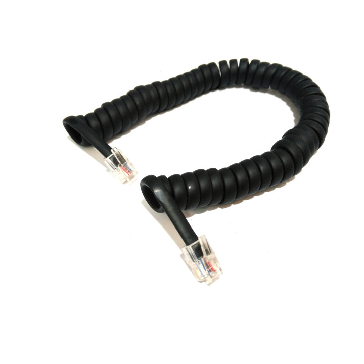 Cavo Elastico a Spirale per Cornetta Telefonica RJ9 4P4C 1Mt - Nero