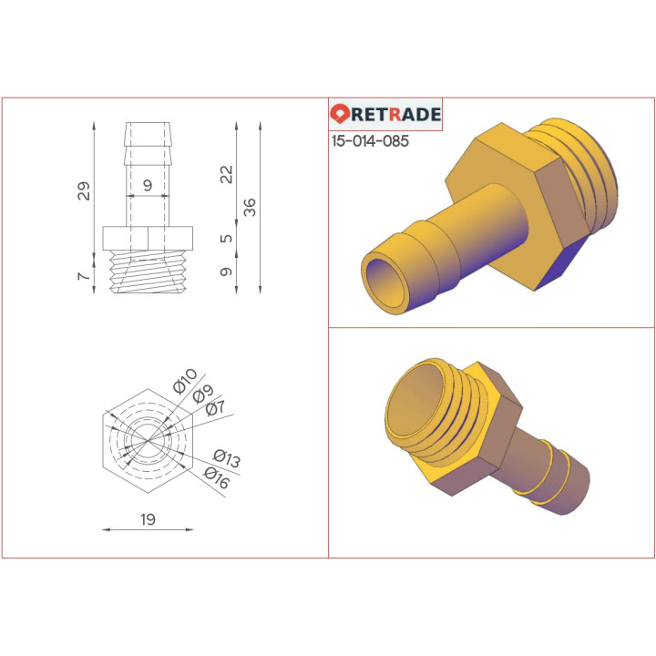 2x Portagomma in Ottone Accoppiamento Dritto Connessione G 3/8"
