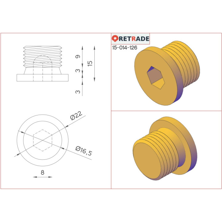 Tappo a Testa Cilindrica con Esagono Incassato Maschio 3/8"