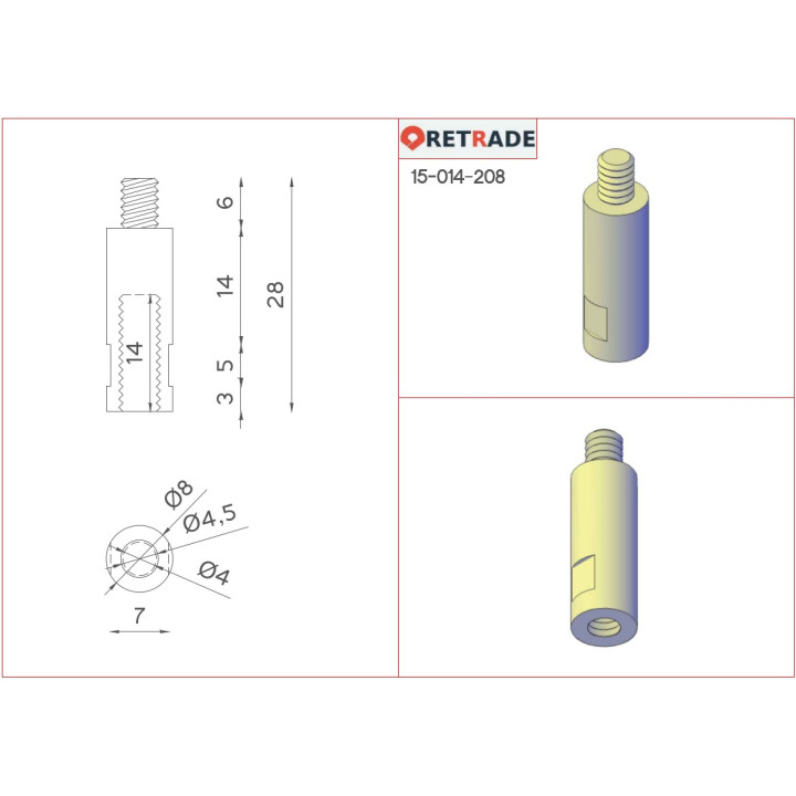 2x Distanziatori Maschio/Femmina in Ottone Nichelato Filettatura M5 28.5mm