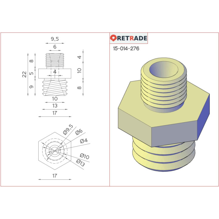 Raccordo Filettato in Acciaio Nipplo Esagonale M/M 1x 1/8" 1x 1/4"
