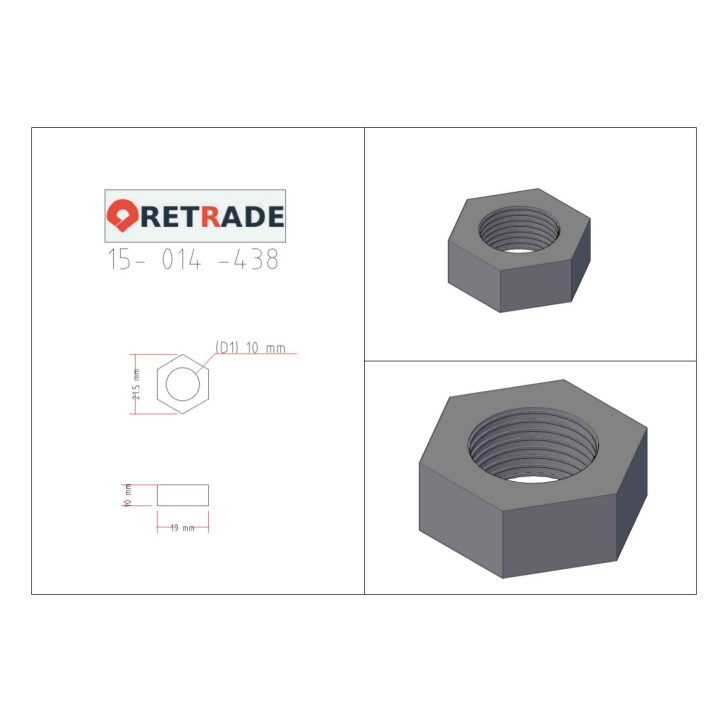 6x Dadi Esagonali in Acciaio M12x1.75