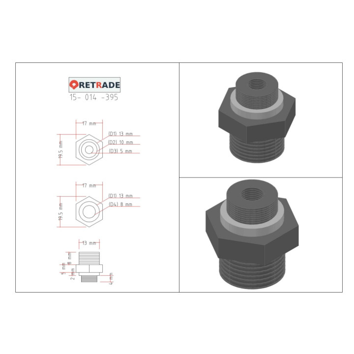 Raccordo Filettato in Acciaio Nipplo Esagonale M/M 1x 1/8" 1x 1/4"