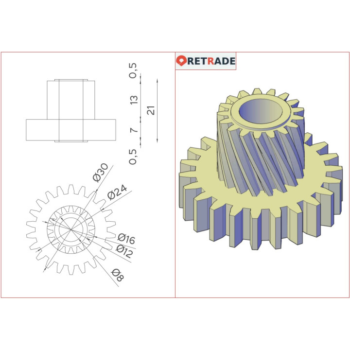 CANON FU3-0128 - Ingranaggio 17T/22T Bianco per Canon IR1600