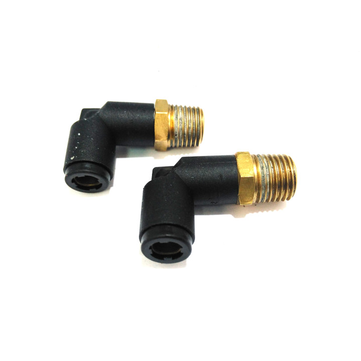 2x Raccordi a L Filetti Maschi G1/4" per Tubo da 6mm 14Bar