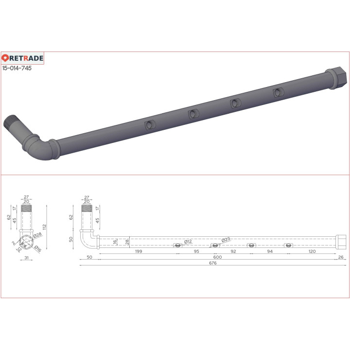Collettore di Distribuzione Olio ad Alta Pressione 4 Vie 1/4" , Attacco 1"