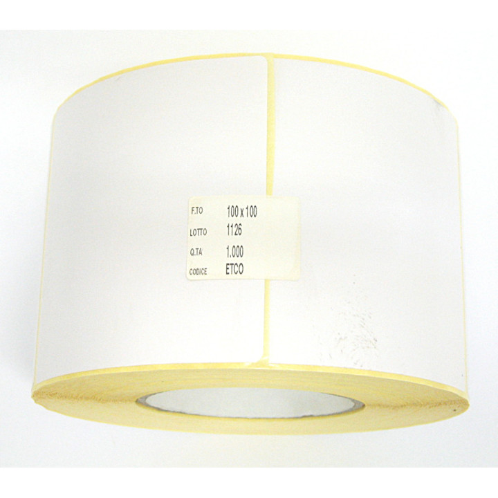 Reel 1000pz WHITE Paper Adesive Labels - 100x100mm