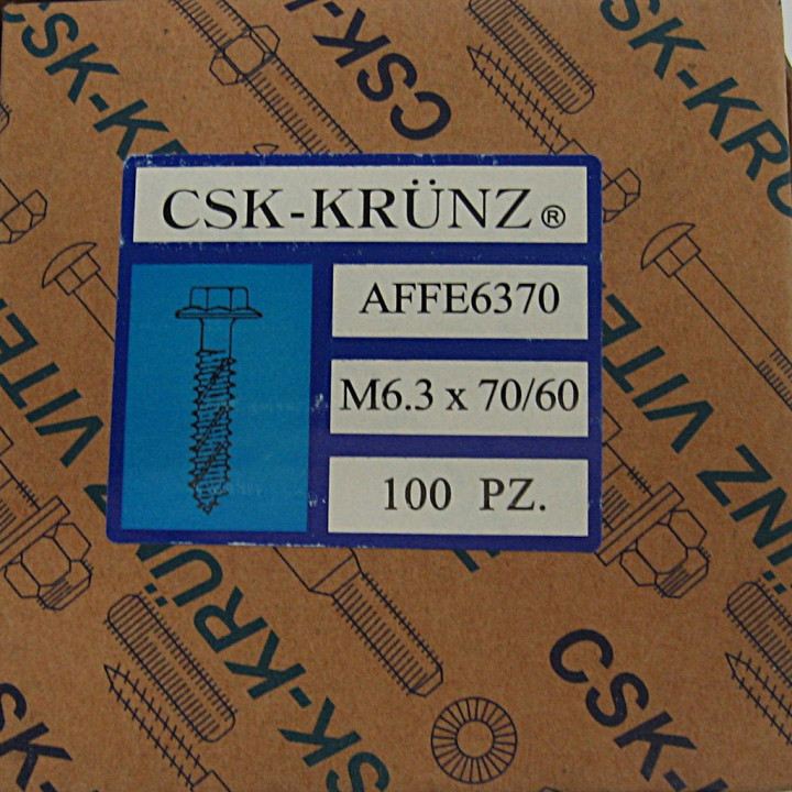 100pz. Vite Autofilettante Testa Esagonale M6.3x70/60mm