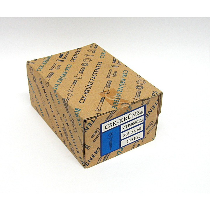 200pz. Vite Testa Piatta a Croce Zincato per Truciolato M4.0x60mm