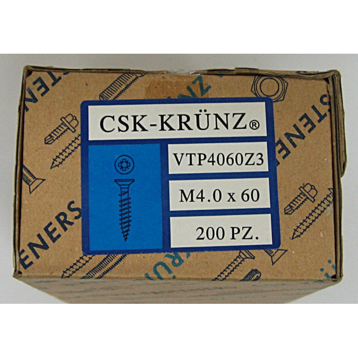 200pz. Screw Flat Head Galvanized Cross for Chipboard M4.0x60mm